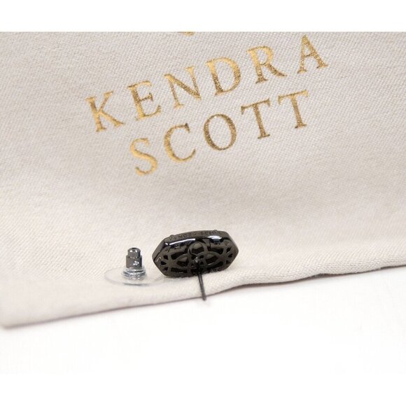 Kendra Scott Ellie Platinum Drusy Gunmetal Statement Stud Earrings NWT - Picture 4 of 5